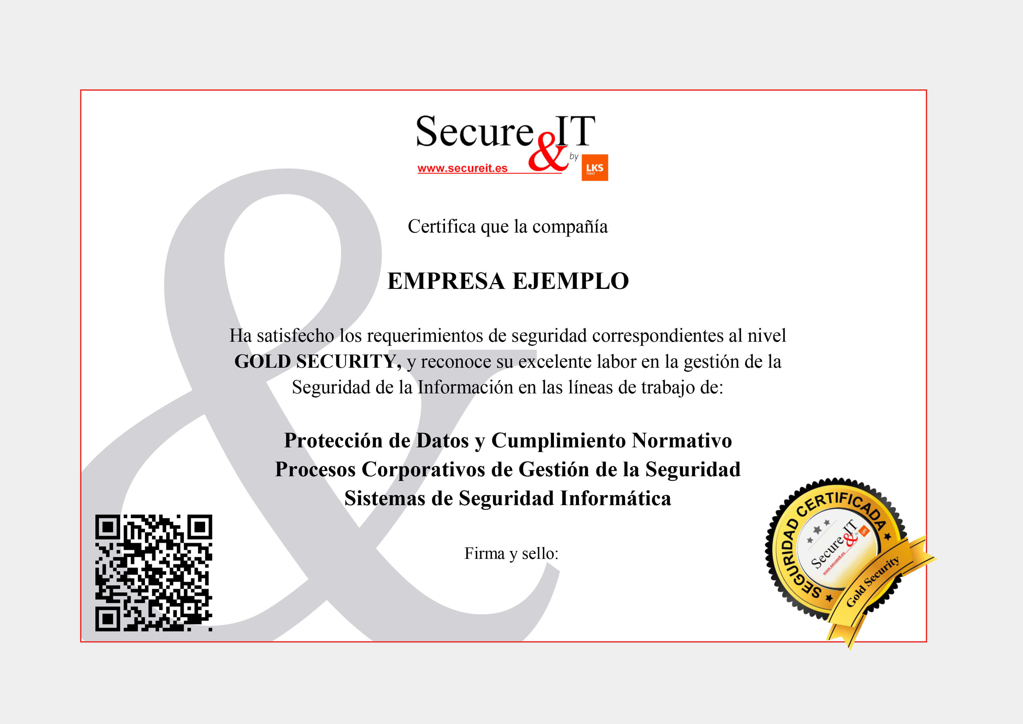 Certificación Gold Security Empresas - Secure IT